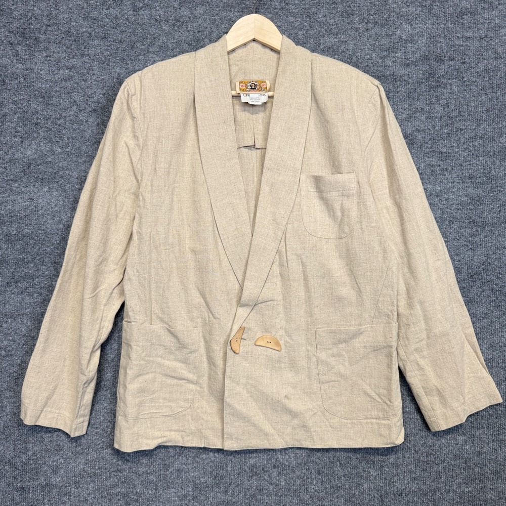 Vtg Gene Ewing Bis Bis Womens Size Medium Blazer Jacket Cream Single Breasted